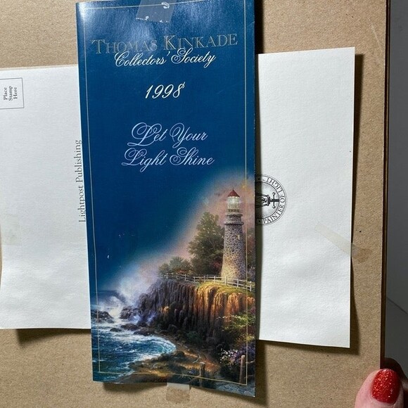 Thomas Kinkade Framed Art Glass Triple Pictures Collectors Society 1998 - Picture 8 of 9